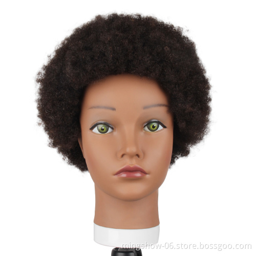 100% human hair black african mannequin training head mannequin for hairdresser